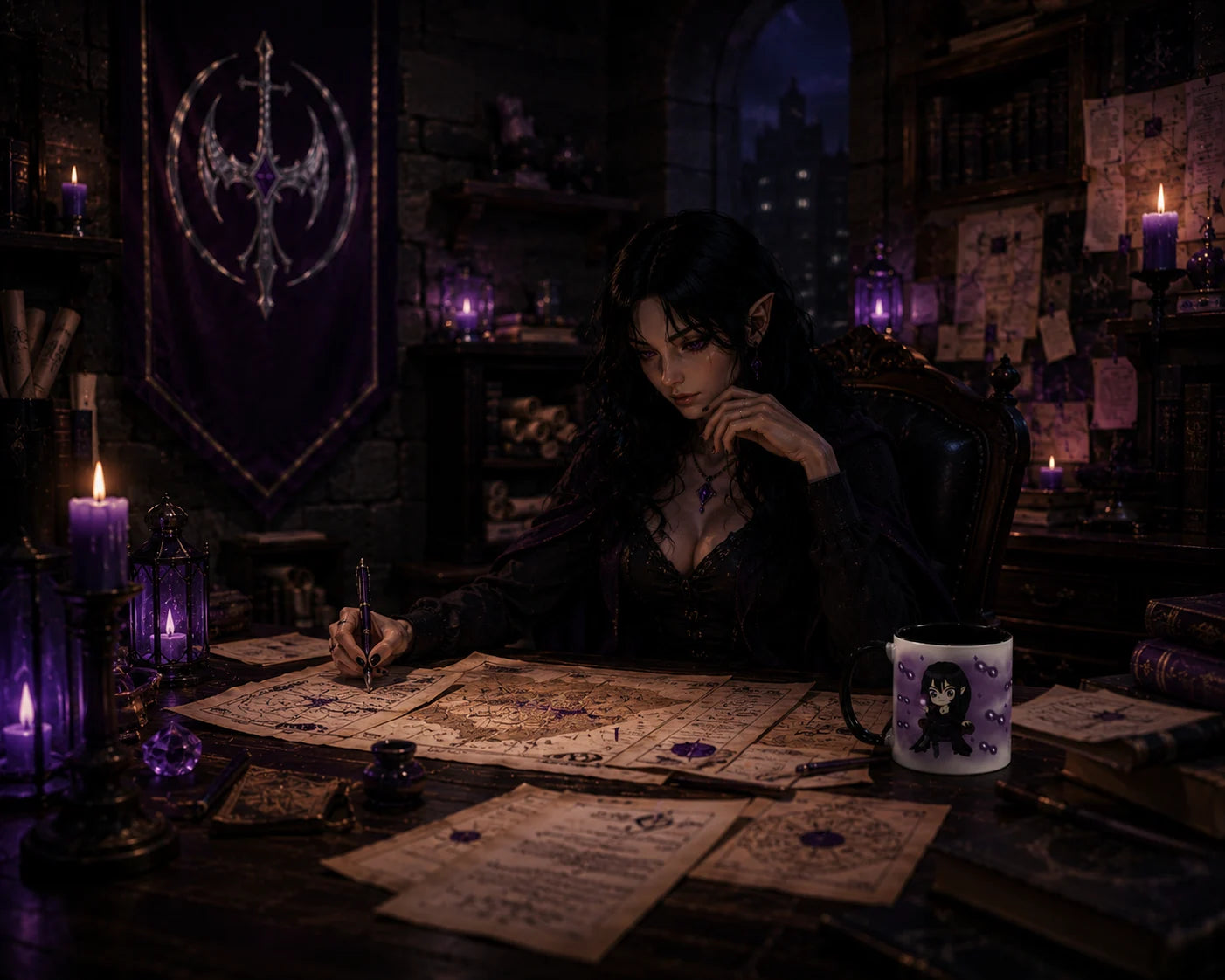 Miriana – Chibi Master Spy with Victorian Masks Mug