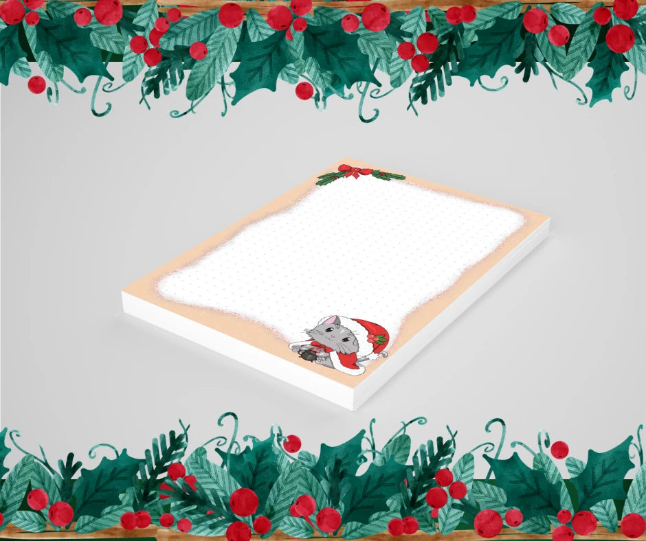 Großes Weihnachts-Geschenkset – Katze Tasse, Block & Sticker 🎄