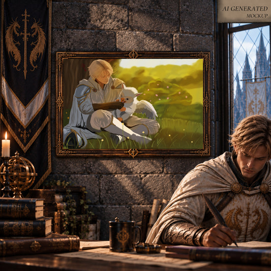 Caelen & the Griffin Hatchling — Fantasy Art Print | Elyndor