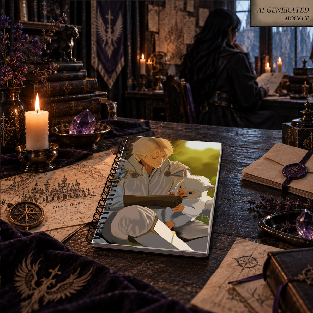 Caelen & Yuki — Griffin Hatchling Spiral Notebook | Elyndor