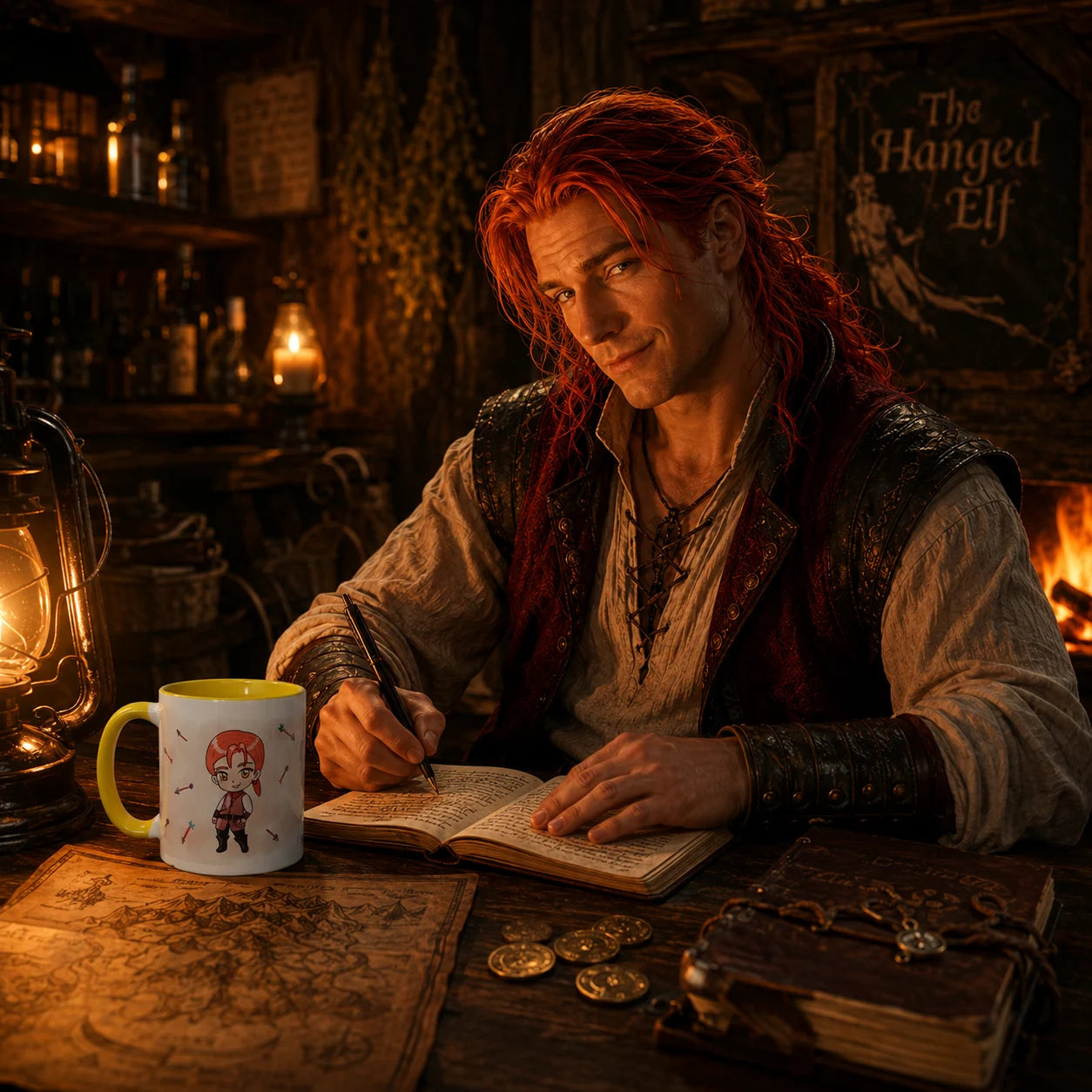 Tarric Vethrin – Chibi Adventurer & Storyteller Mug