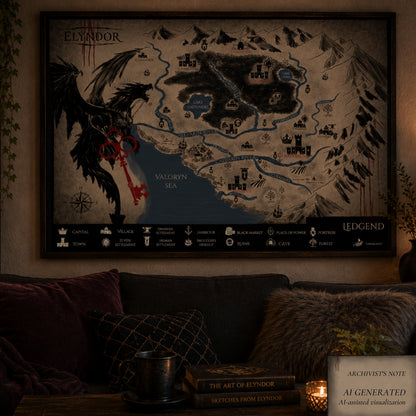 Map of Elyndor – Illustrated Fantasy World Poster
