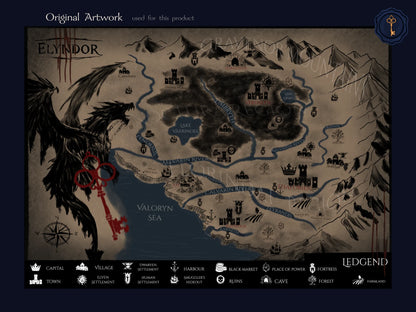 Map of Elyndor – Illustrated Fantasy World Poster
