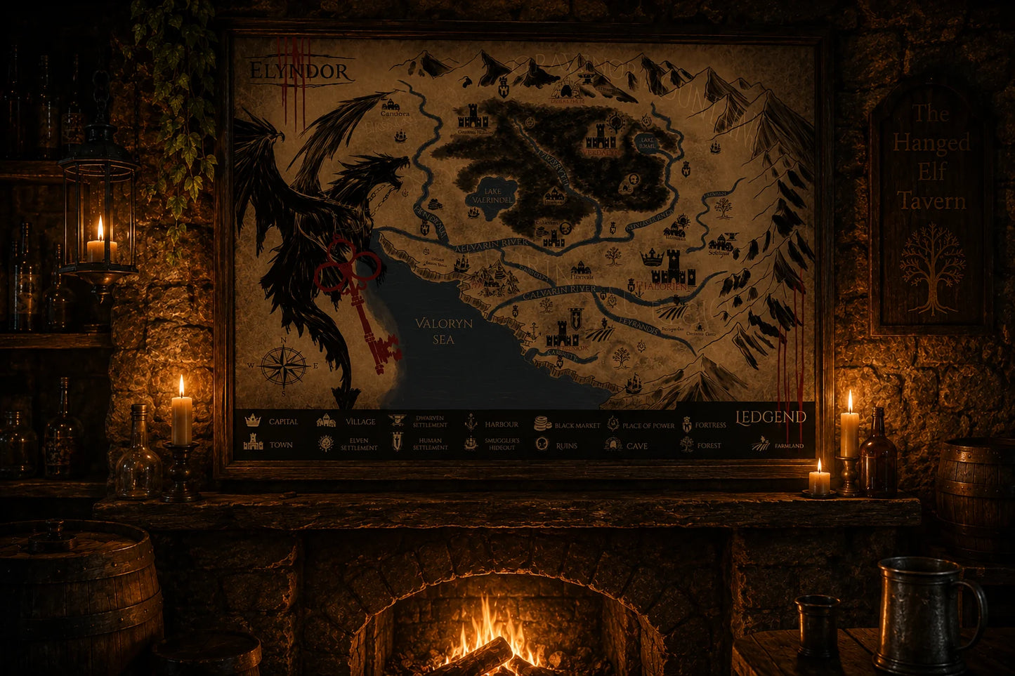 Map of Elyndor – Illustrated Fantasy World Poster