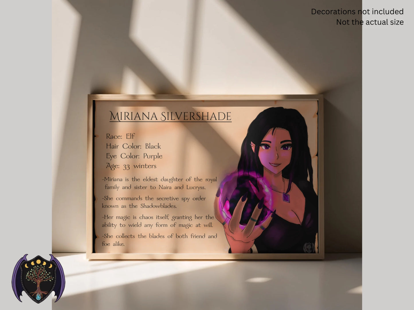 Miriana Silvershade – Character Sheet (A4 & A3)