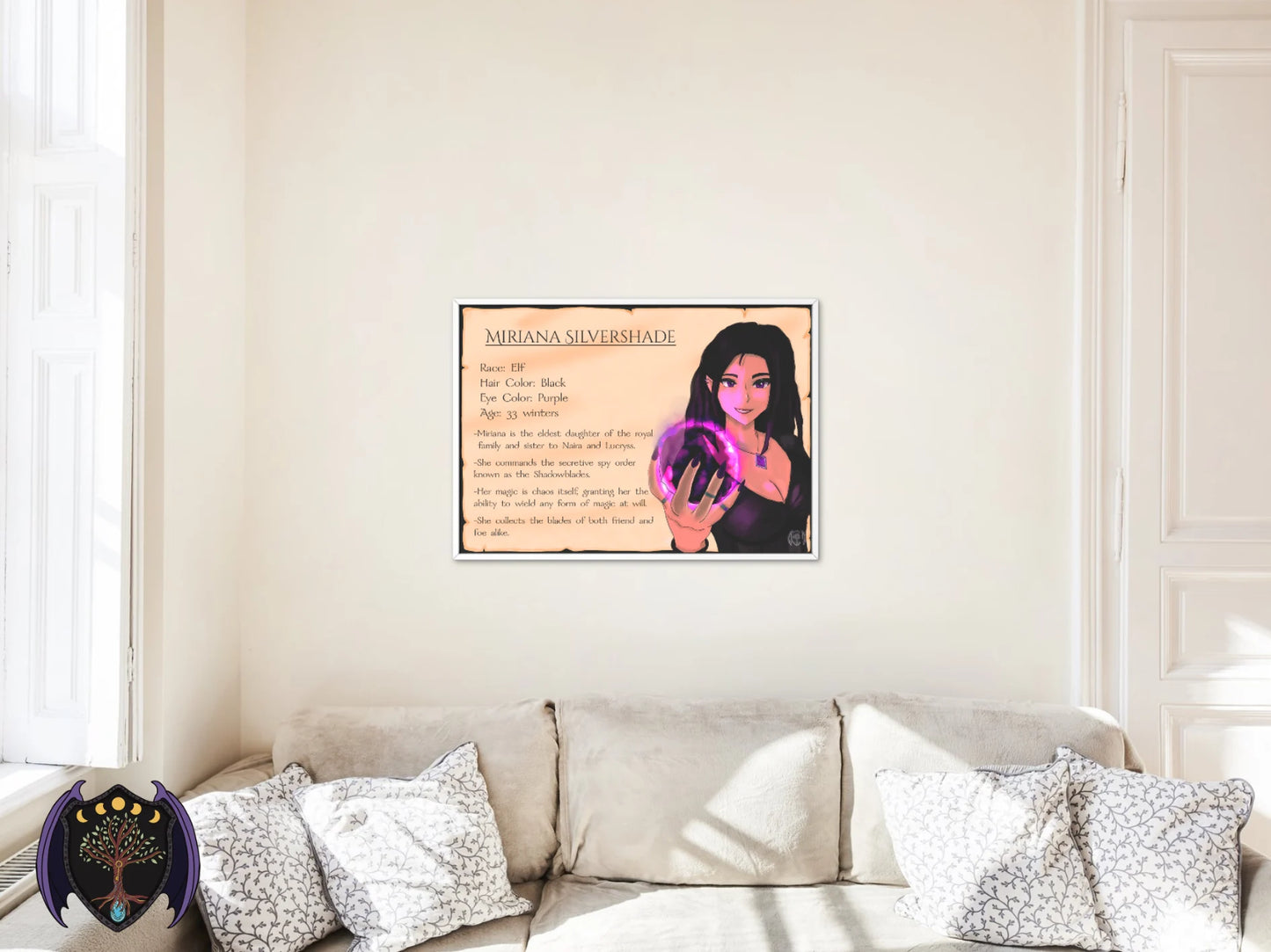 Miriana Silvershade – Character Sheet (A4 & A3)