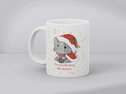 Großes Weihnachts-Geschenkset – Katze Tasse, Block & Sticker 🎄