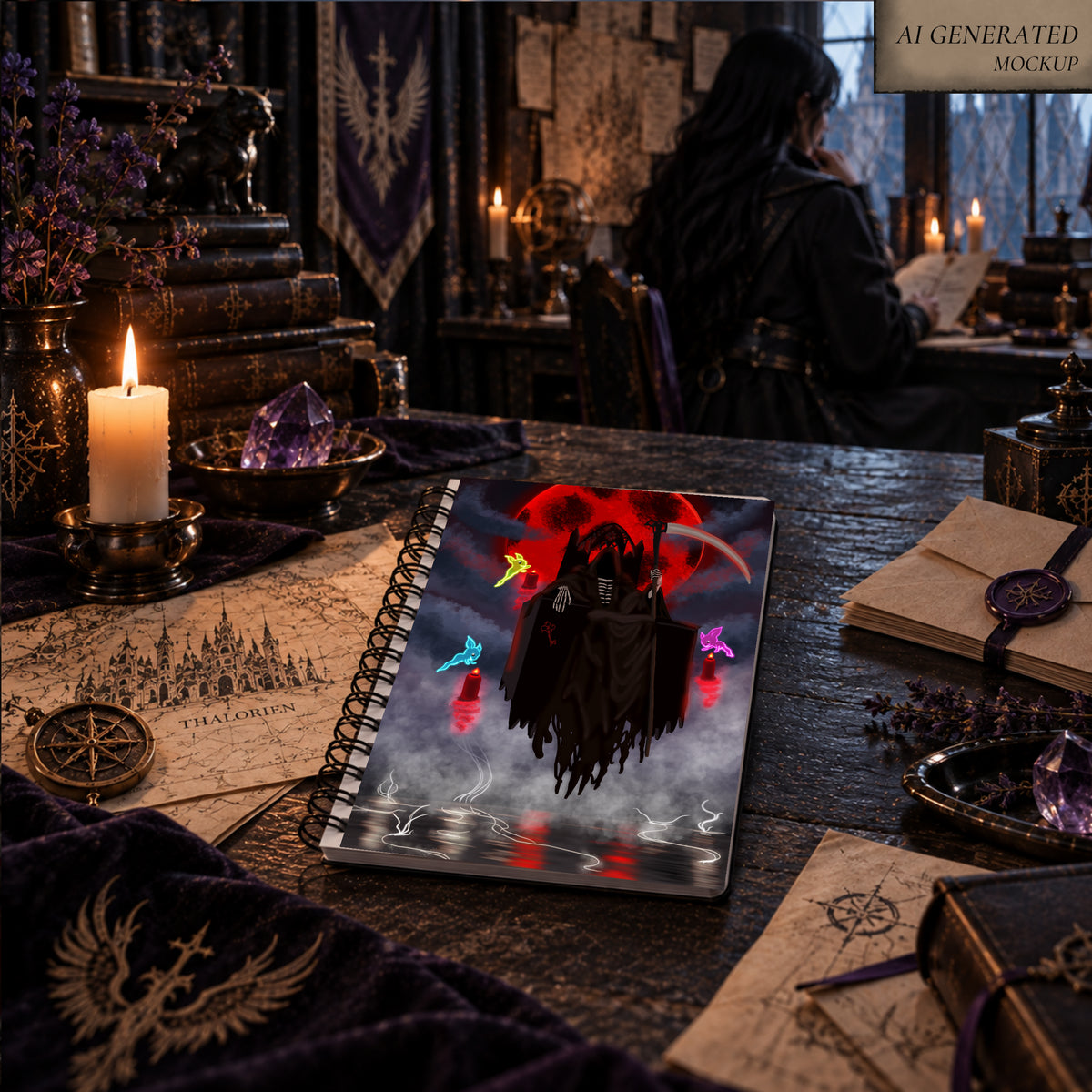Sensi — The Reaper’s Vigil | Gothic Fantasy Spiral Notebook
