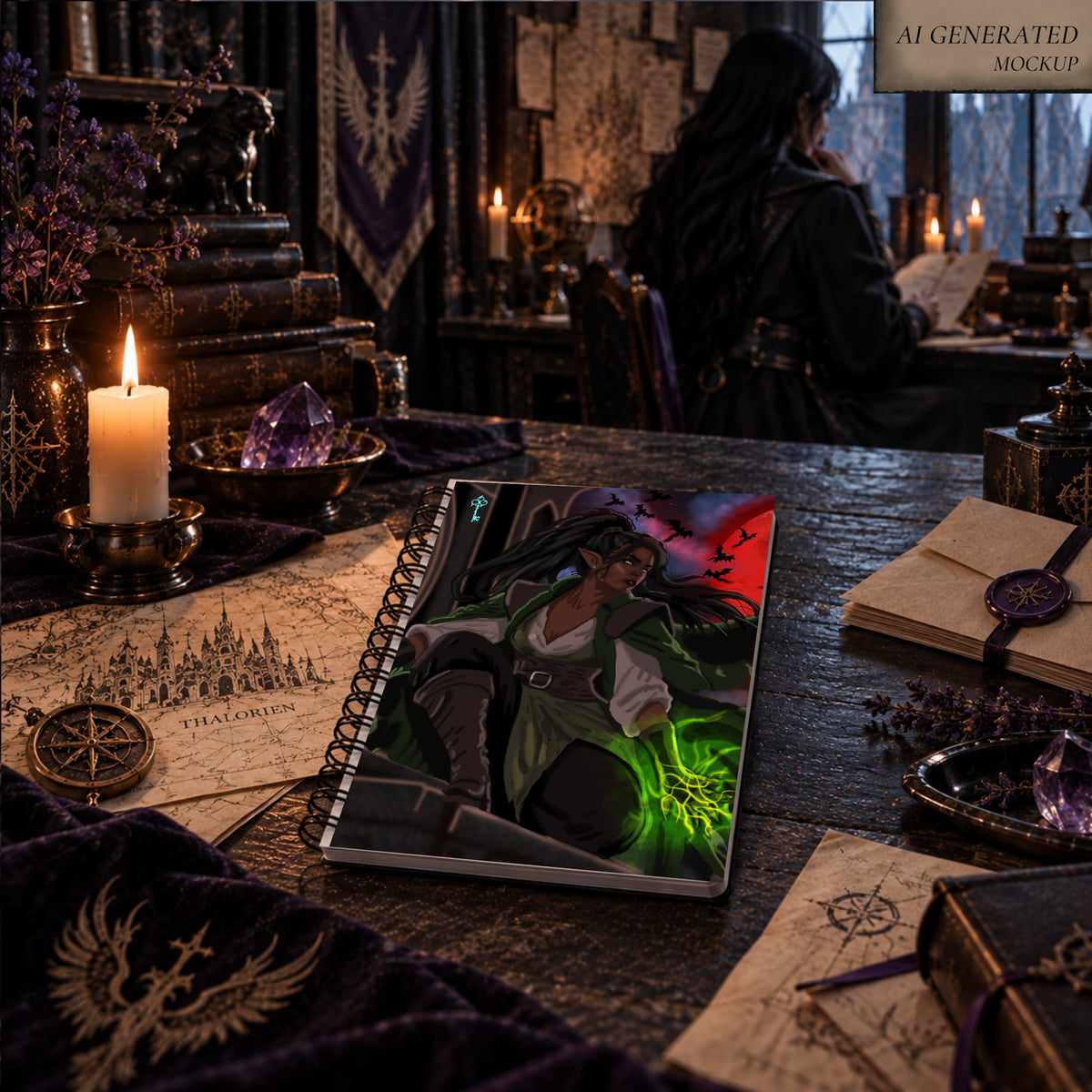 Seralya — Blood Moon Fantasy Spiral Notebook | Grimms Hollow