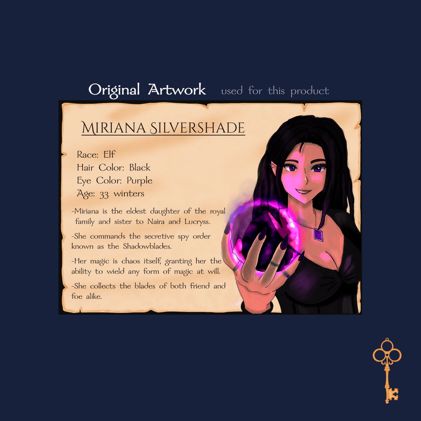 Miriana Silvershade – Character Sheet (A4 & A3)