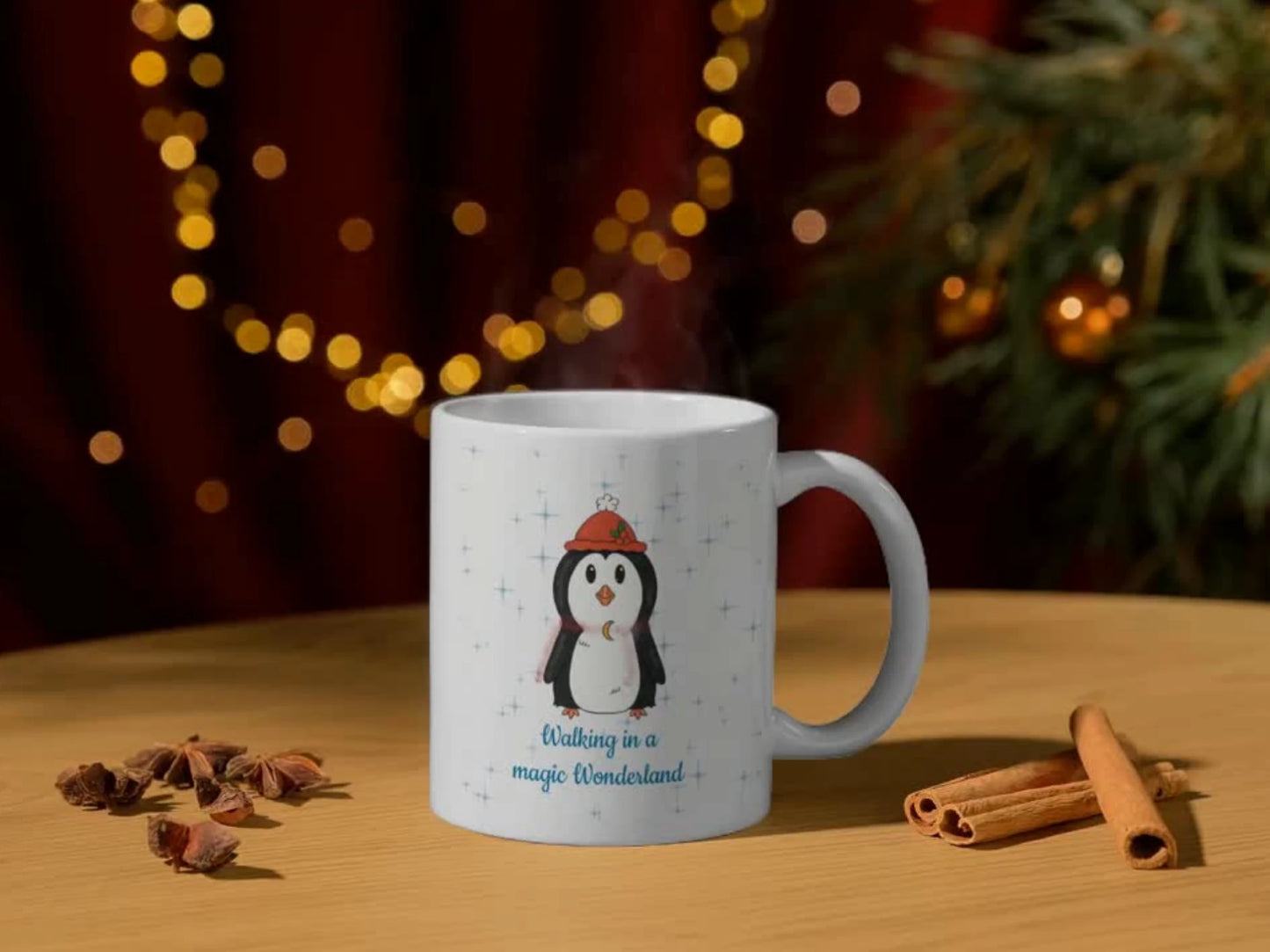 Großes Weihnachts-Geschenkset – Pinguin Tasse, Block & Sticker 🎄