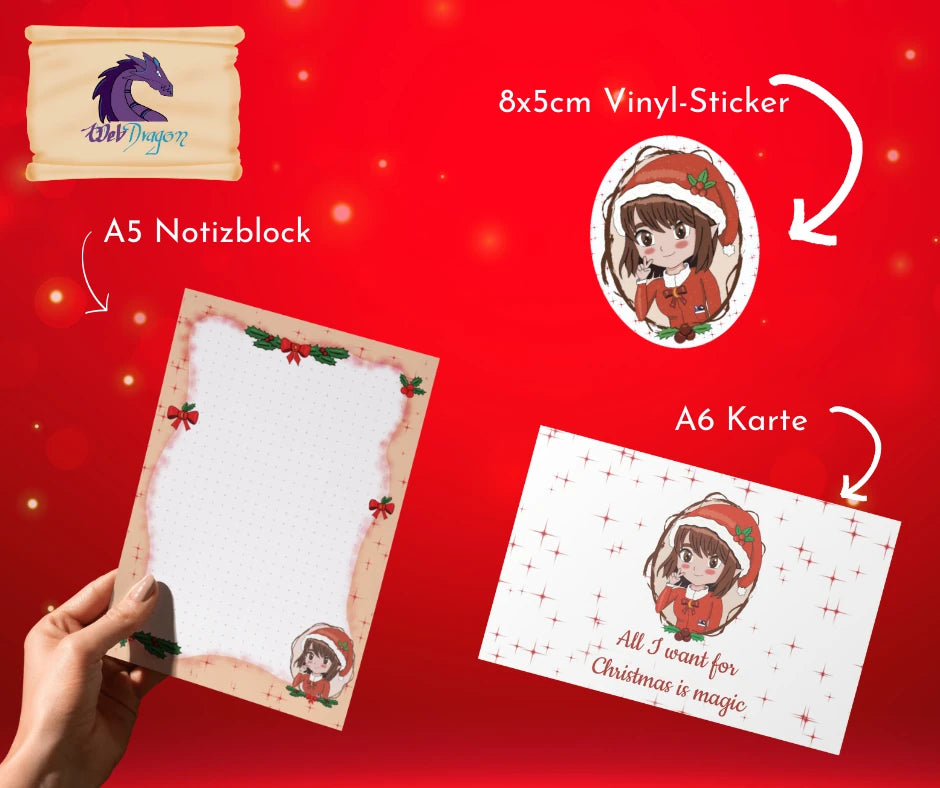 Kleines Weihnachtsgeschenk-Schreibset – Elfe 🎄